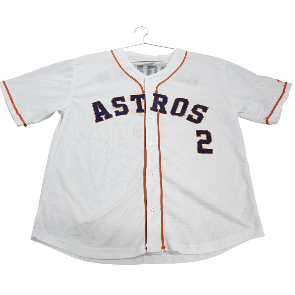 Houston Astros Jersey Mens XL White MLB Baseball Bregman 2 Button Front